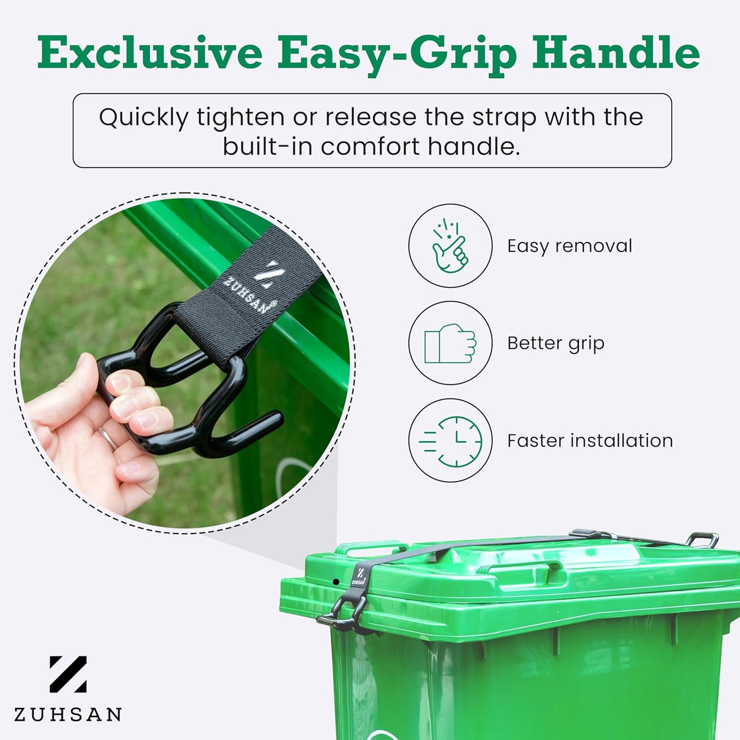 Heavy Duty Trash Can Lock Strap – Animal Proof Garbage Can Lid Lock for Bears & Raccoons, No Drill Outdoor Trash Can Lock, Bear Proof Trash Can Strap & Garbage Can Locks for Animals, Adjustable