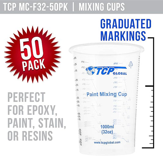 TCP Global 32 oz. Graduated Plastic Mixing Cups - Image 2