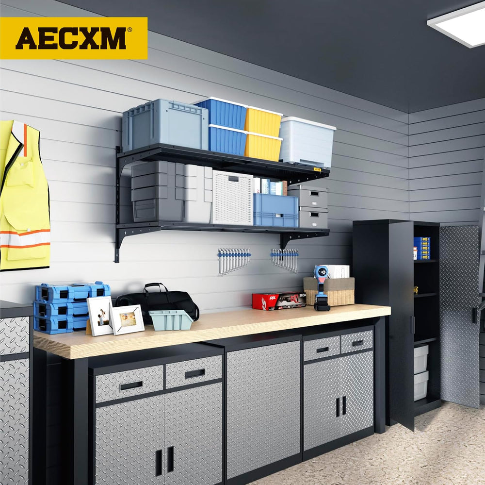 Aecxm 1pack×2 Tier 1.3x4ft Garage Shelving Wall Mounted, 260lbs Load Capacity...