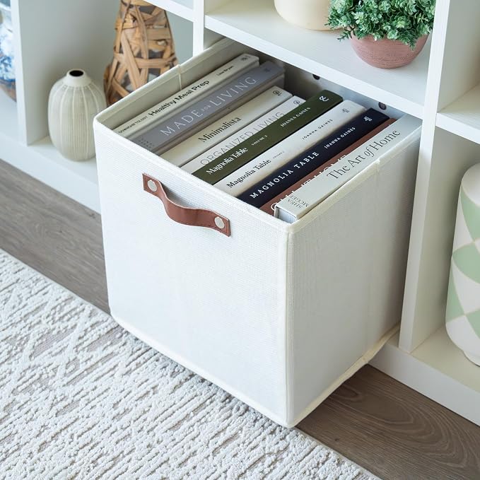 OrganiHaus White 12x12 Fabric Storage Bins - Image 5