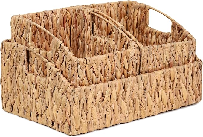 Ollieroo Natural Water Hyacinth Storage Baskets, Handwoven Wicker Storage Bins - Image 8