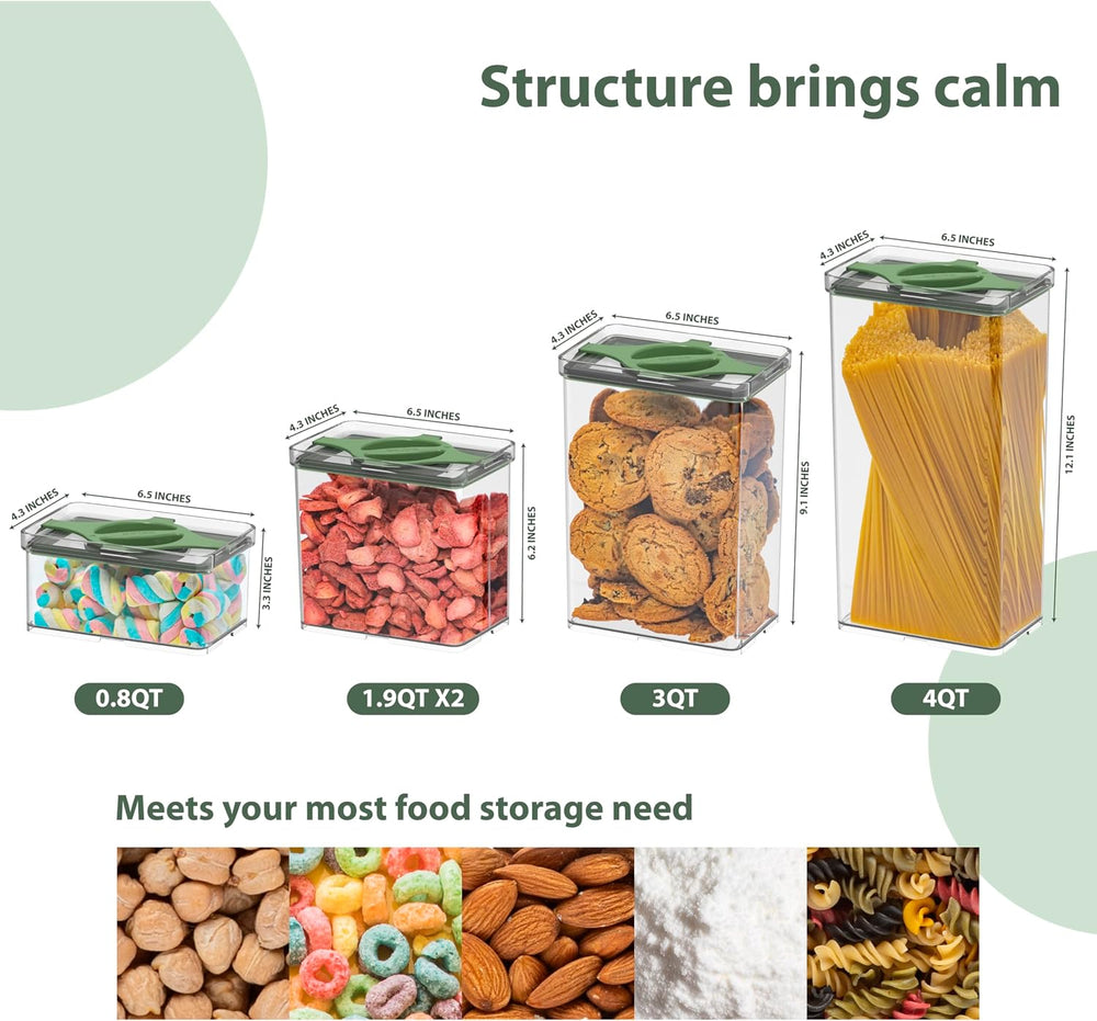 Airtight Pantry Storage Container 5 PC Set Twist-Lock Lid, Sand