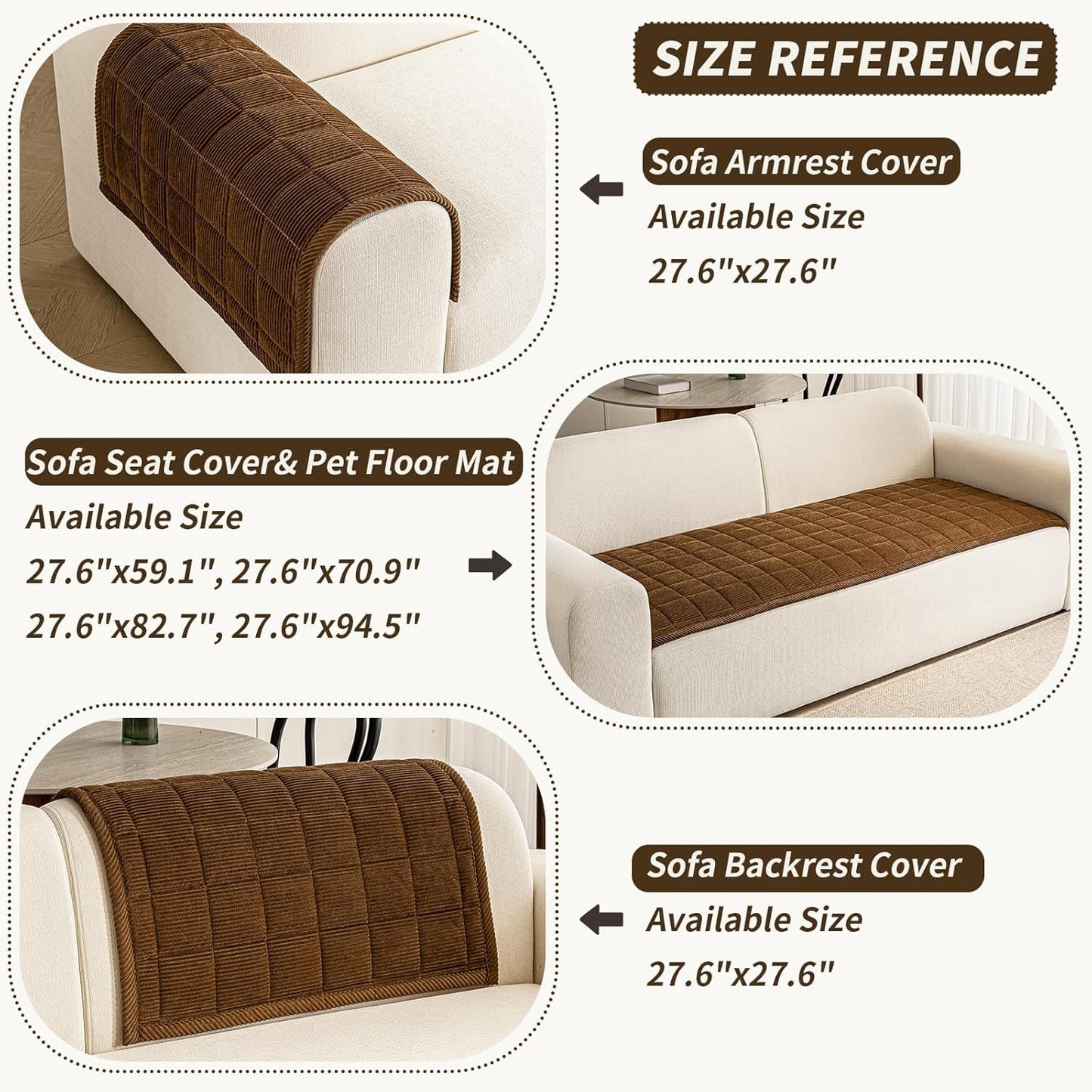 Couch Covers for Dogs Washable, 27.6"x70.9" Non Slip Couch Covers for Loveseat Sofa Pet Friendly, Soft Fuzzy Sofa Covers for Pet, Dog Couch Cover Furniture Protector(1PC,Dark Brown)