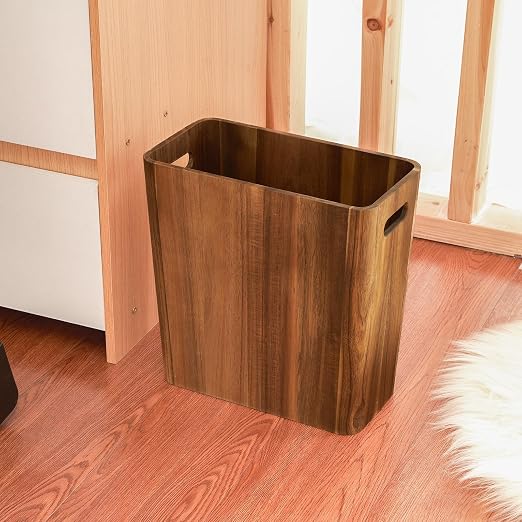 3 Gallons Wooden Wastebaskets, Solid Acacia Wood Waste Basket - Image 5