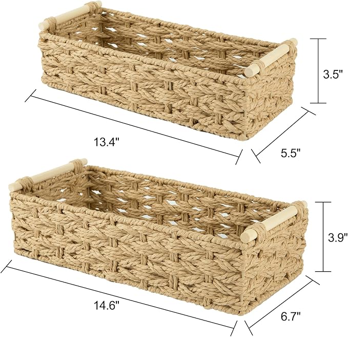 OIAHOMY Toilet Paper Baskets Handmade Paper Rope Decorative Wicker Storage Tank - Image 3