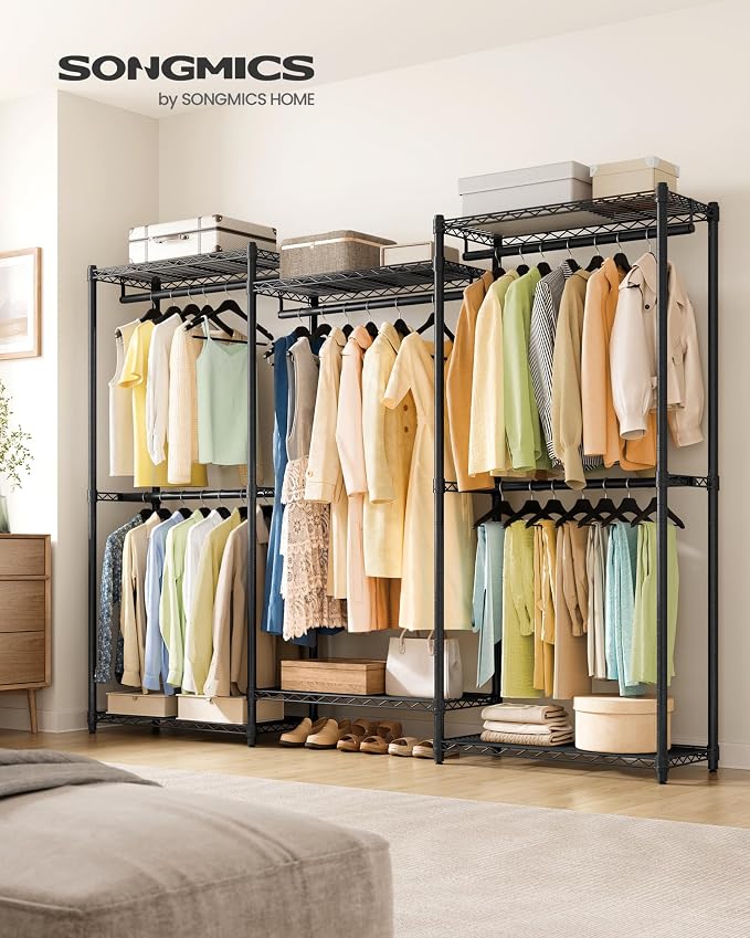 SONGMICS Heavy-Duty Clothes Rack, Garment Rack, Portable Closet, 86.4-Inch Wide - Image 2