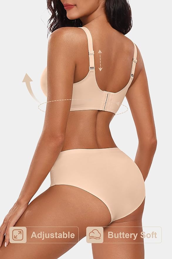 Vertvie Womens Seamless Bras No Underwire Supportive Wireless Push Up Full - Image 7