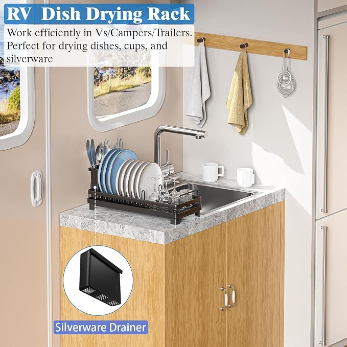 Small Dish Drying Rack, Compact Sink Dish Drainer Plate Rack Organizer - Image 4