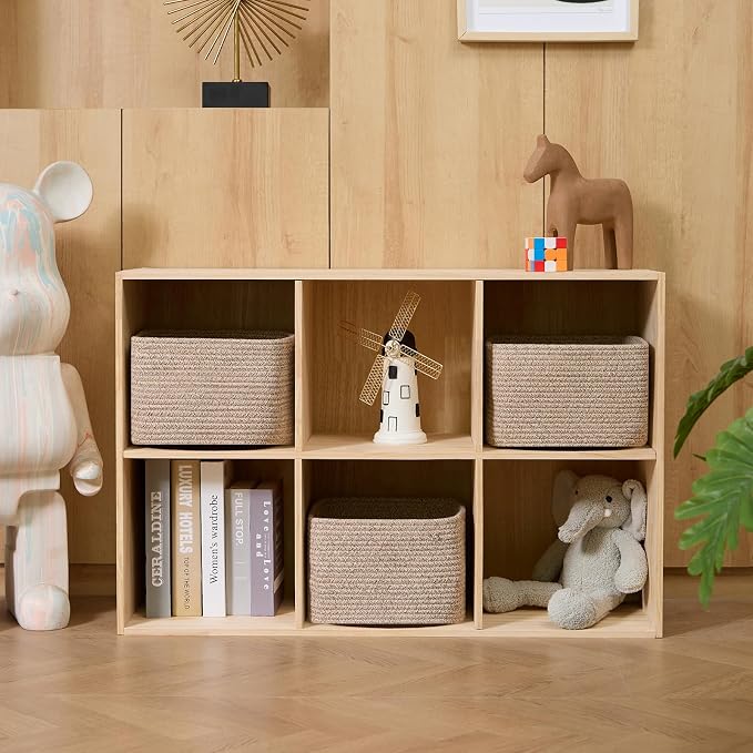 Small Organizing Baskets for Cubes Shelf, 9.7x9.7x7.1 Inch Rope Woven Storage - Image 3