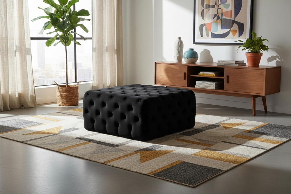 Meridian Furniture Ariel Collection Modern | Contemporary Black Velvet Uphols...