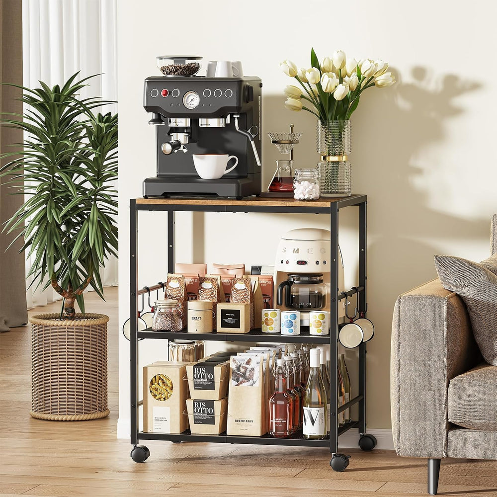 3-Tier Microwave Stand, Kitchen Microwave Cart with Adjustable Shelf