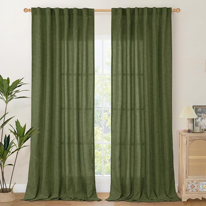 YoungsTex Olive Green Linen Curtains by YoungsTex