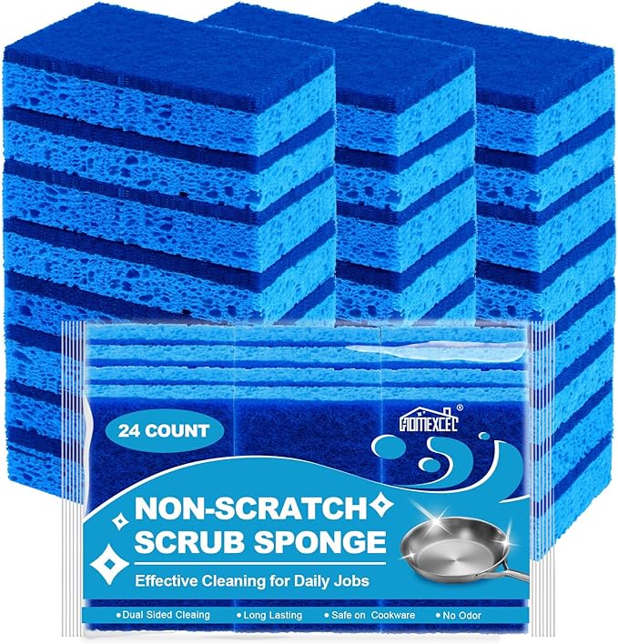 HOMEXCEL Sponges Kitchen 24pcs, Non-Scratch Scrub Dish Sponge Safe on Non-Stick by HOMEXCEL