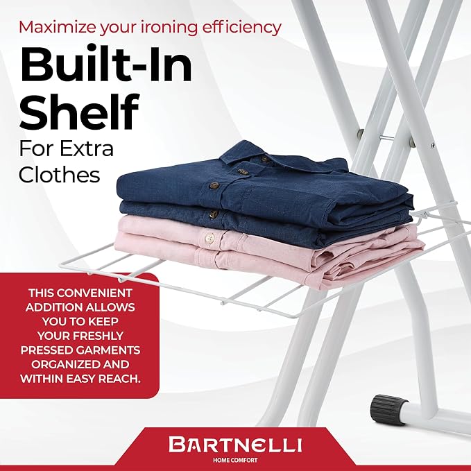 Bartnelli Extra Wide Pro Ironing Board 19x48 Ironing Surface - Image 7