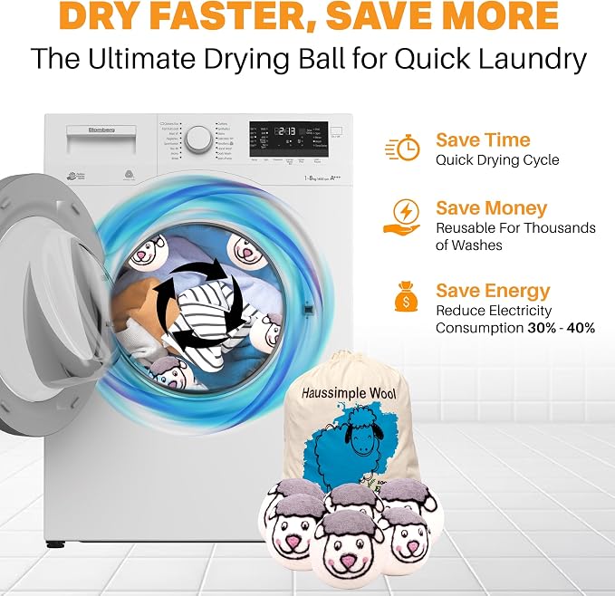 Wool Dryer Balls Organic Felt 6 Pack Laundry Fabric Softener, Extra Large - Image 5