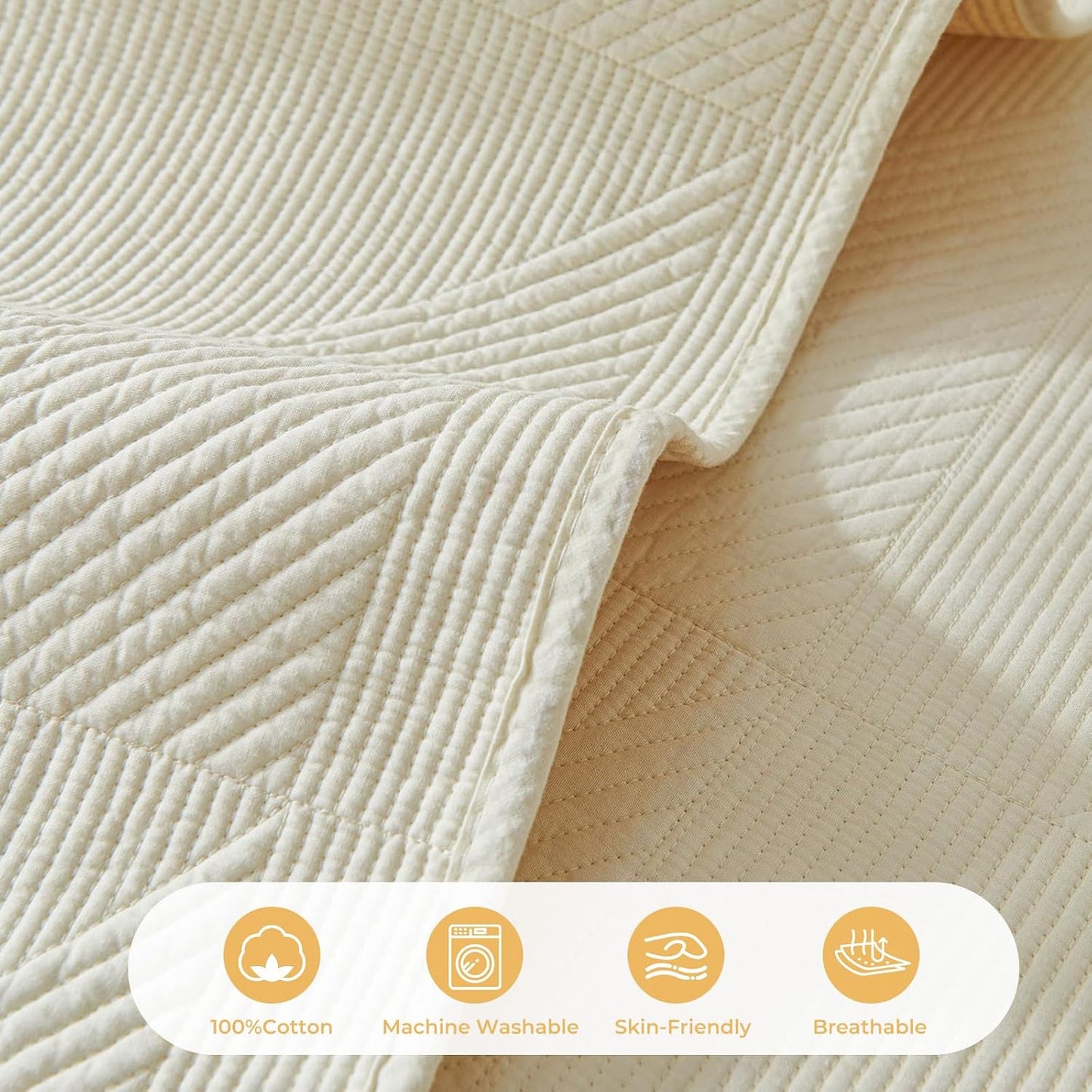 vctops Cotton Quilted Couch Cover for Dogs Washable, Non Slip Sectional Sofa Cover, Farmhouse Sofa Slipcovers for 3 Cushion Couch Sofa L Shaped Recliner, Furniture Protector Covers (Cream,36"x63")