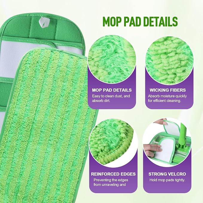 6 Pack Reusable Mop Pads for Swiffer WetJet Sweeper Mops, Microfiber Washable - Image 2