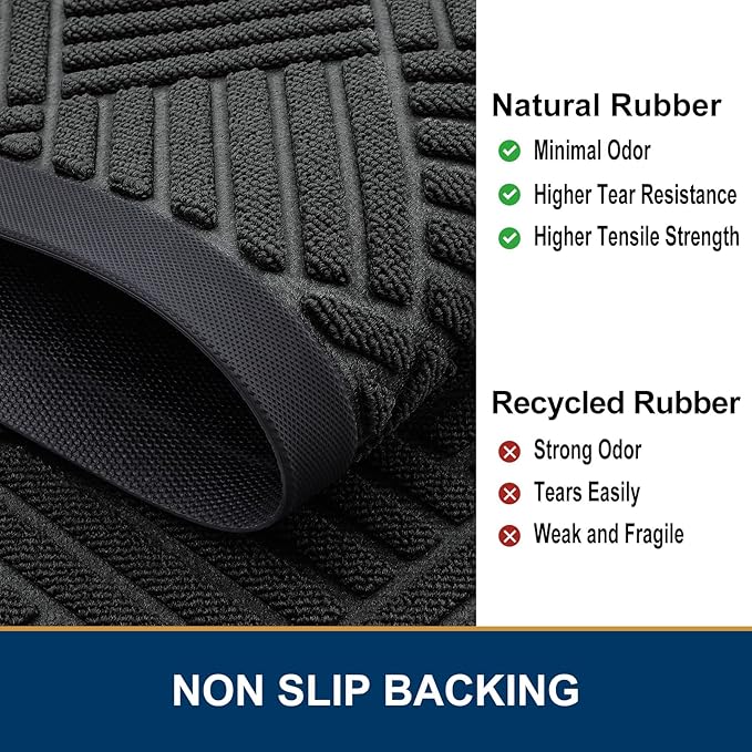 Smiry Front Door Mat Outside Entrance, Heavy Duty Outdoor Indoor Natural Rubber - Image 5