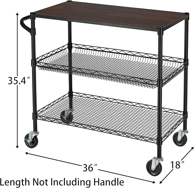 Finnhomy 3 Tier Heavy Duty Commercial Grade Utility Cart - Image 4