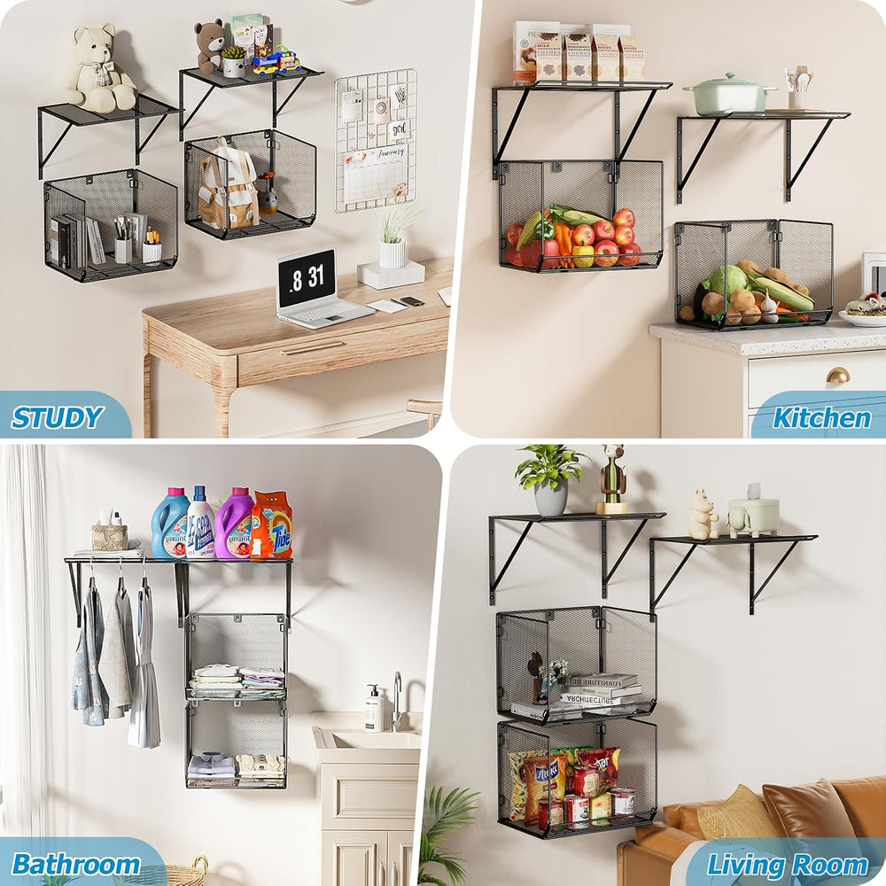 2 Pack Laundry Room Shelves Organization And Storage,Wall Mounted Clothes Dry...