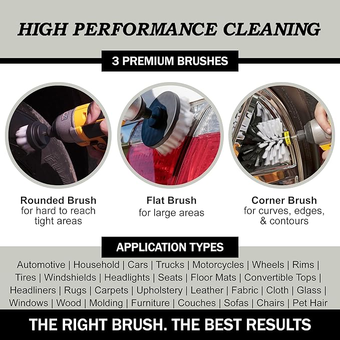 Drillbrush Car Detailing Kit | Drill Brush Set – Soft Bristle Power Scrubber - Image 2