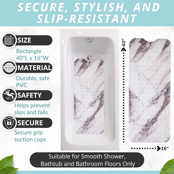 ENKOSI Bath Mat – Large 40 x 16 Inch Non-Slip Bathtub Mat - Image 4