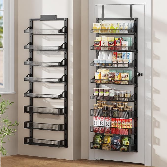 8-Tier Over the Door Pantry Organizer, Large Metal Door Spice Rack by POKIPO