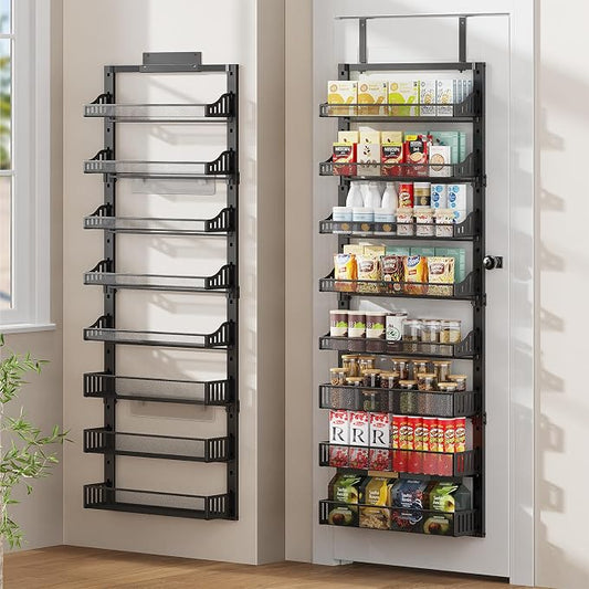 8-Tier Over the Door Pantry Organizer, Large Metal Door Spice Rack by POKIPO