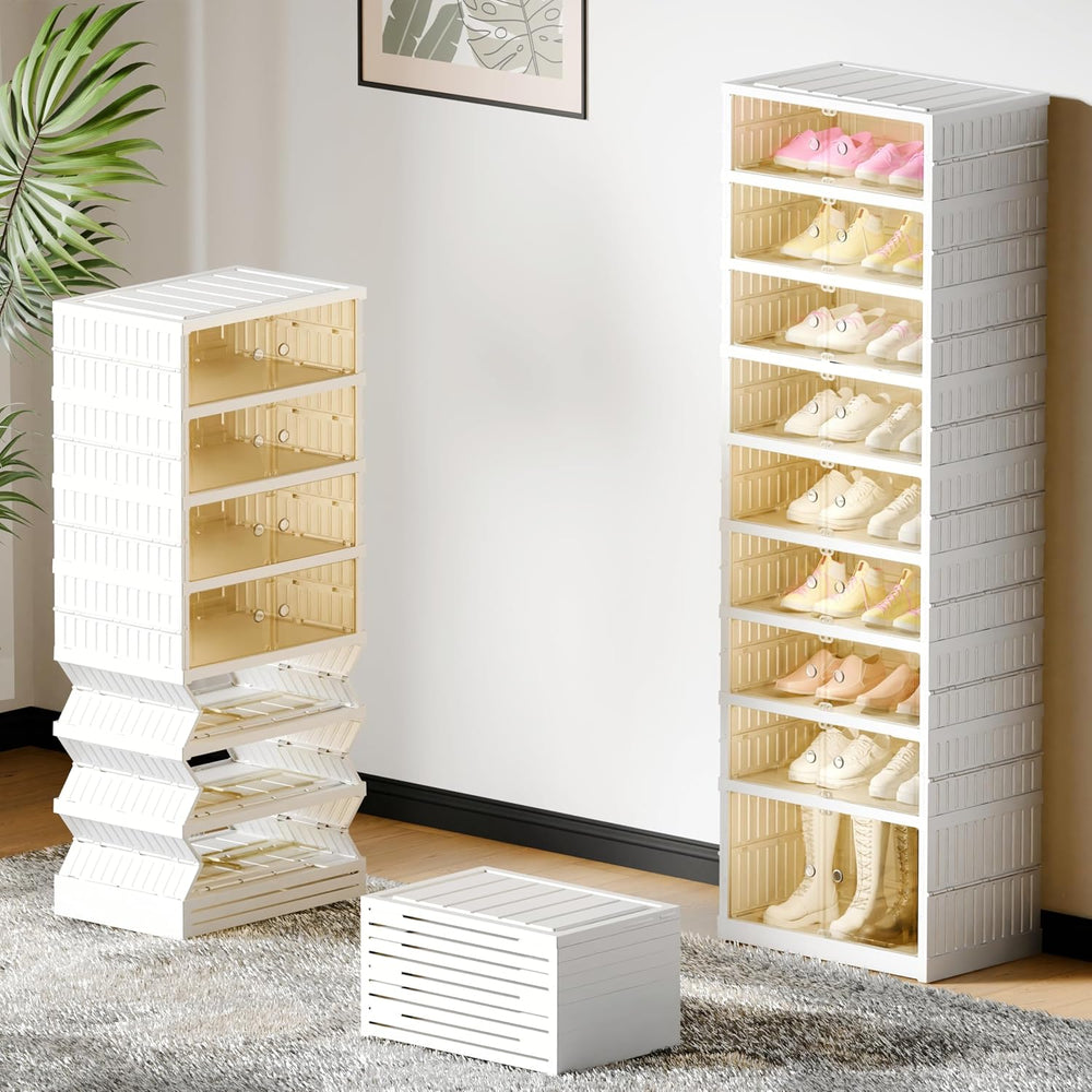 FLEXIMOUNTS Folding Shoe Rack Organizer Storage Box 9 Tiers-18 Pairs