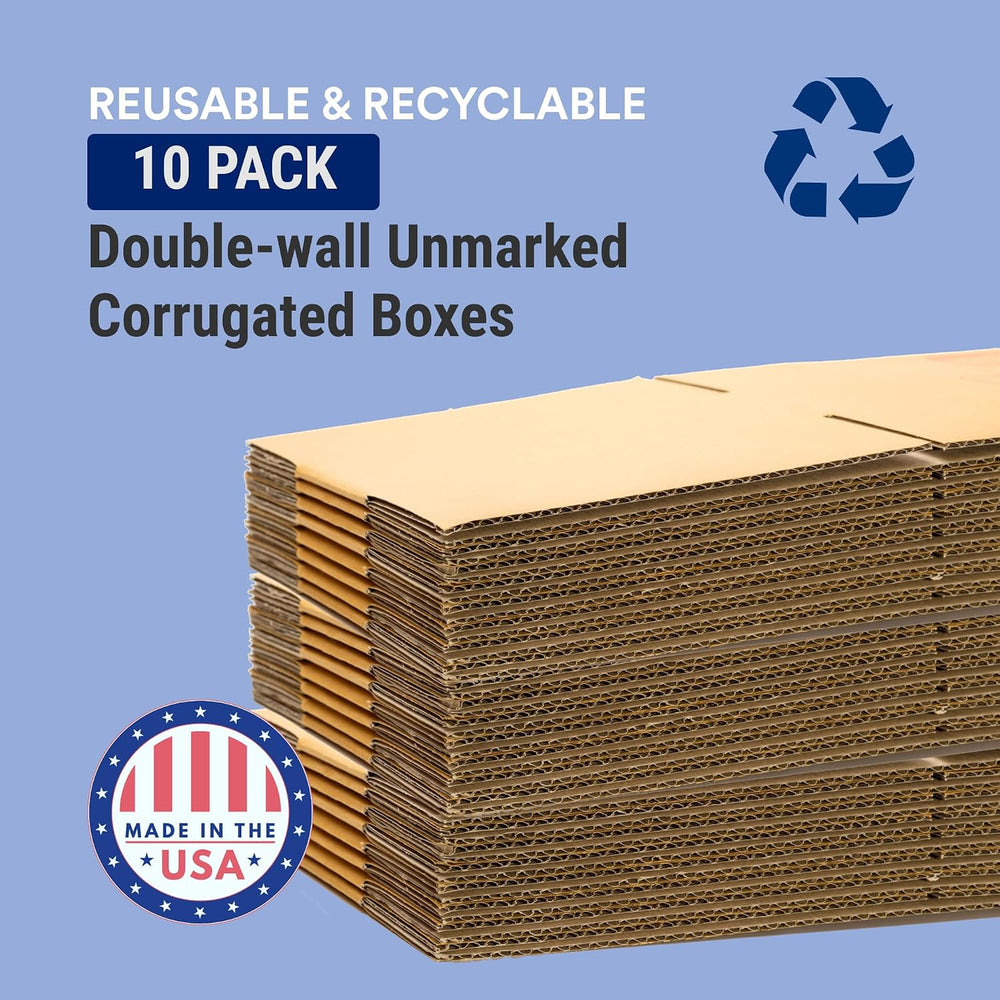 Box USA Shipping Boxes 24"L x 18"W x 12"H 10-Pack Large Double...