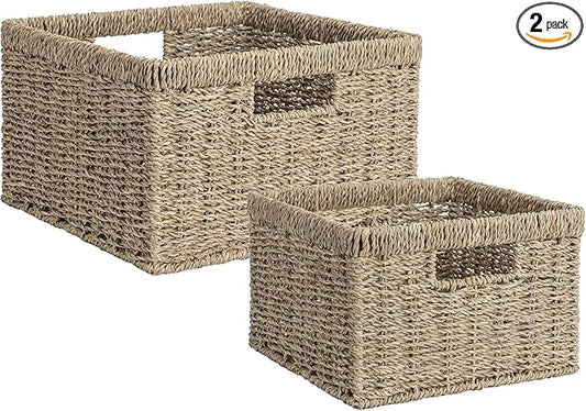 StorageWorks Wicker Storage Baskets, Large and Small Baskets, Handwoven by StorageWorks