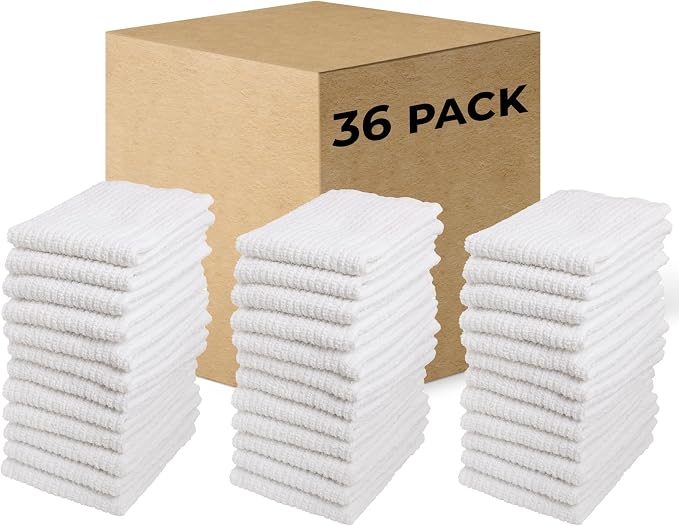 Bar Mop Cleaning Kitchen Dish Cloth Towels 12" x 12", 100% Cotton, Machine by Living+Fashions