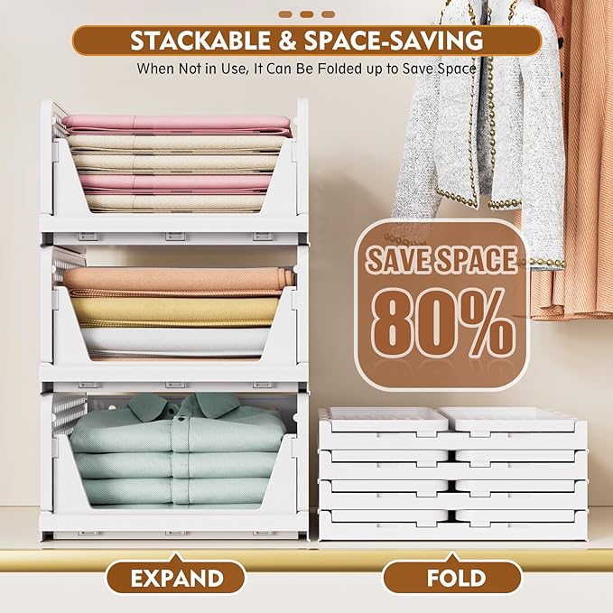 SNSLXH 5 Pack Stackable Closet Organizer Box, Space-Saving Clothes Storage - Image 5
