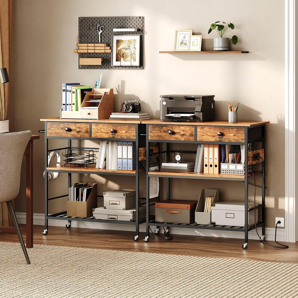 HOOBRO Kitchen Island with Storage, Rolling Island Cart for Kitchen with 2 Dr...
