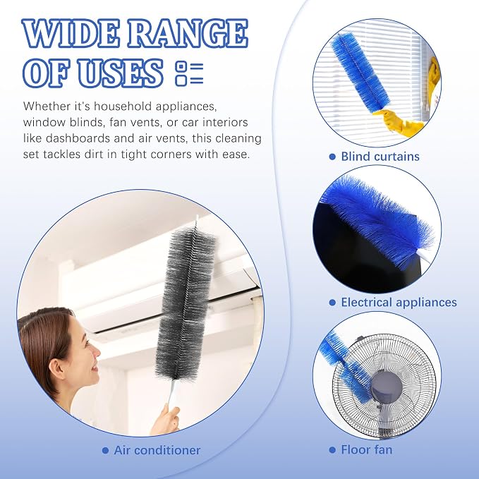 10Pcs Floor Fan Cleaning Brush Set, Bendable Fan Duster, Microfiber Detail - Image 7