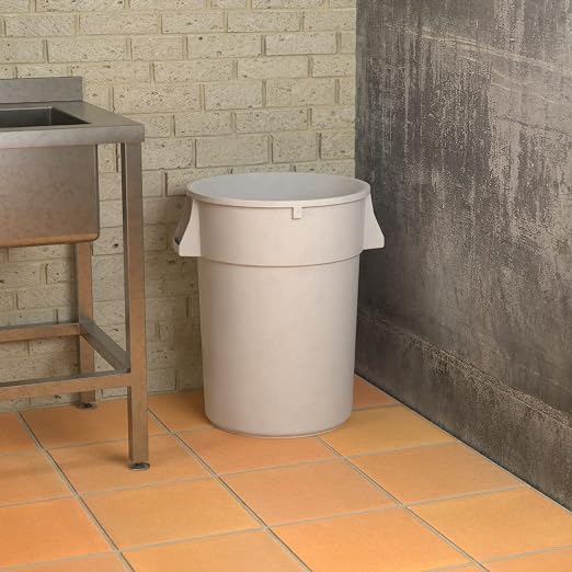 44 Gallon White Round Commercial Trash Can - Image 4