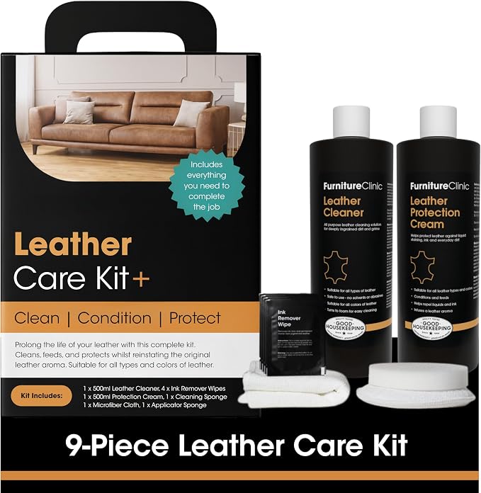 Furniture Clinic Large Leather Care Kit | Leather Cleaner + Conditioning by FurnitureClinic