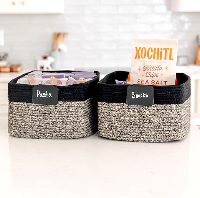 NaturalCozy Storage Baskets 16.8”x13”x7.6” Cotton Rope Woven Baskets - Image 9