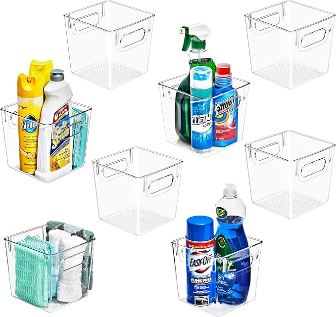 Sorbus 8 Pack Small Clear Plastic Storage Bins, Refrigerator, Under Sink by Sorbus