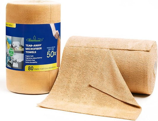 Greenfound Microfiber Cleaning Cloth Roll -80 Pack, Tear Away Towels, Reusable by Greenfound