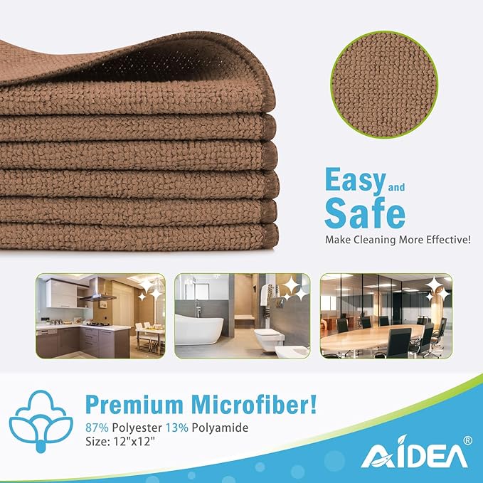 AIDEA Microfiber Cleaning Cloth-12PK, Soft Microfiber Towels - Image 2