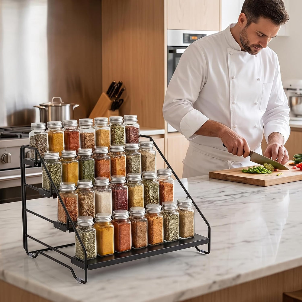4-Tier Adjustable Depth Spice Rack Organizer for Cabinet,Pantry,Countertop