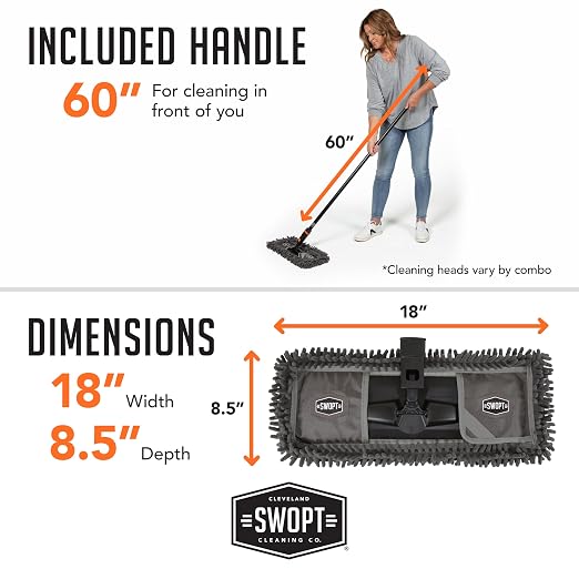 SWOPT 18” Microfiber Dust Mop + 60" Steel Handle, Combo — Includes Additional - Image 6