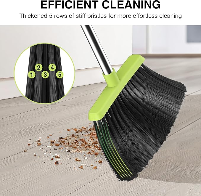 Broom and Dustpan Set, 52-in Long Adjustable Handle Broom Dustpan Combo - Image 6
