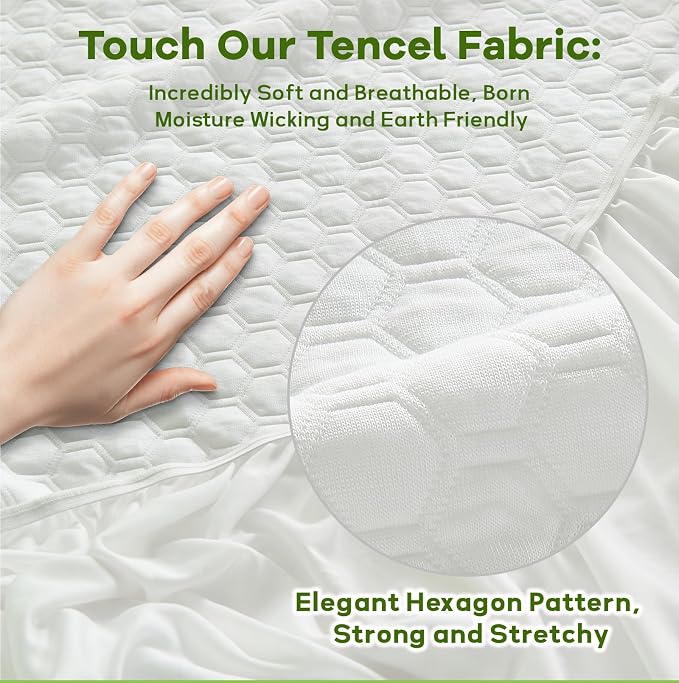Luxury Queen Size Tencel Waterproof Mattress Protector Deep Pocket - Image 2
