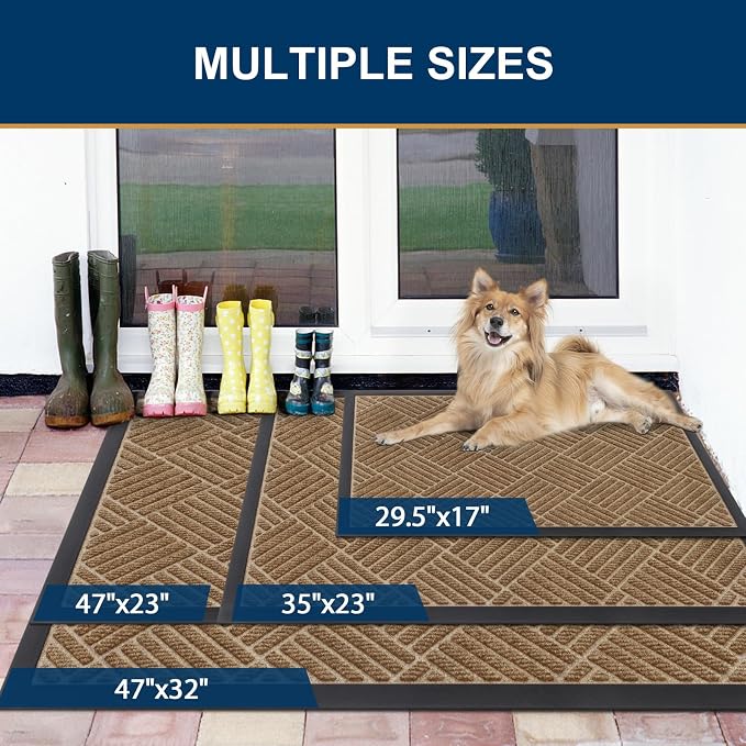 Smiry Front Door Mat Outside Entrance, Heavy Duty Outdoor Indoor Mat, Natural - Image 2