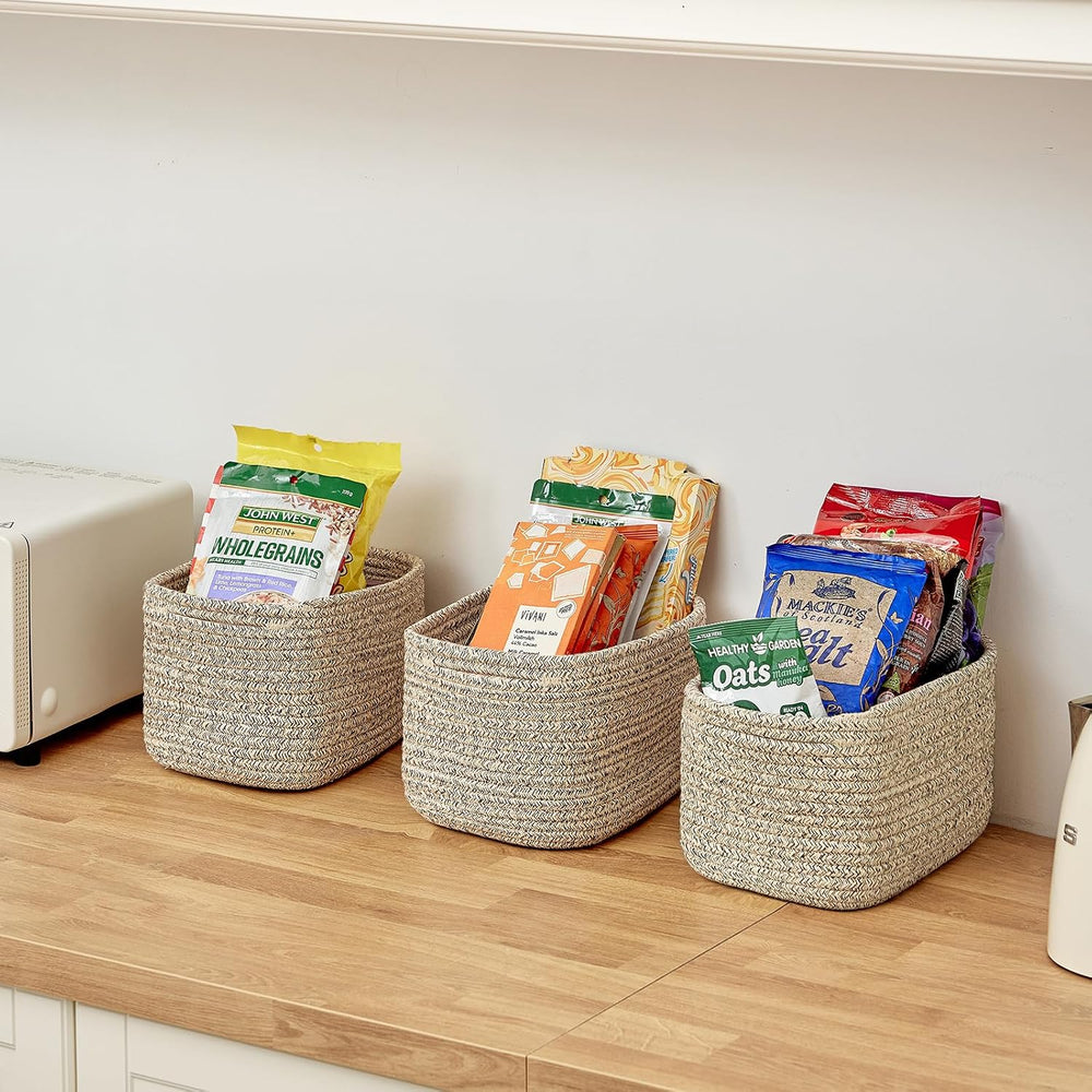 Small Cotton Rope Basket – Storage Bin for Organizing (10.6" x 6.7"...