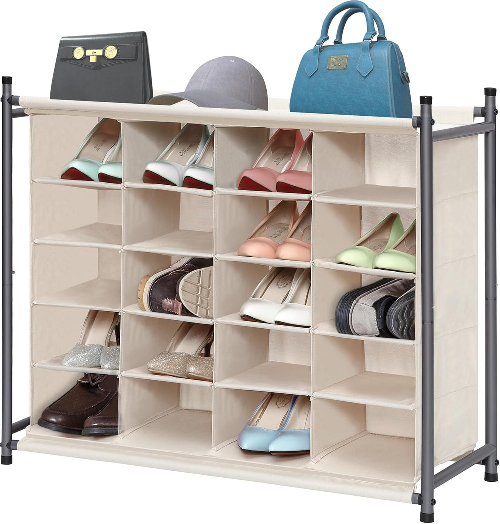 STORAGE MANIAC Stackable Shoe Cubby Organizer, Free Standing Shoe Cube Rack f...