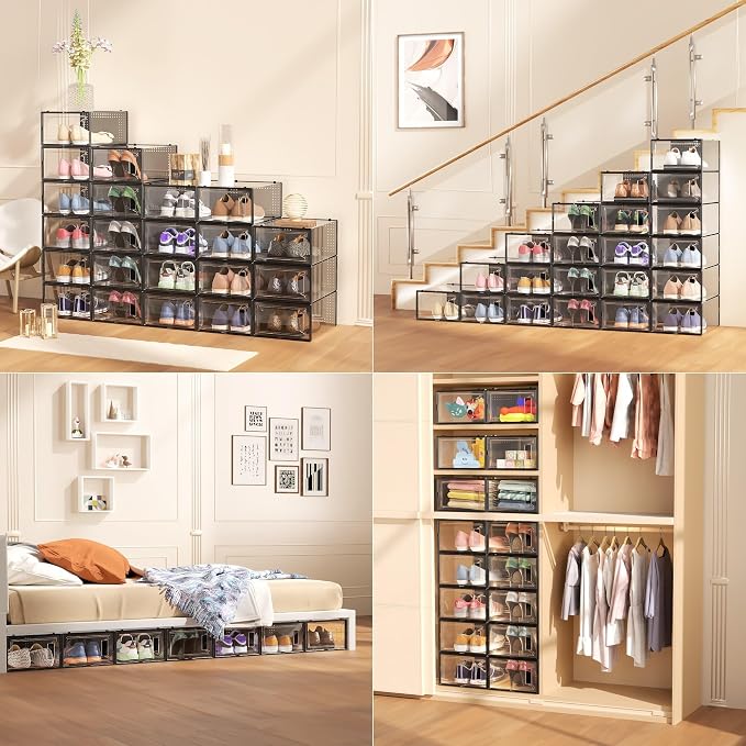 Secret Space 12 Pack XXX Large Shoe Organizer Storage Boxes - Image 7