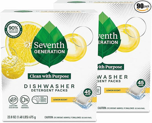 Seventh Generation Dishwasher Detergent Packs Lemon scent 2 Pack by SeventhGeneration